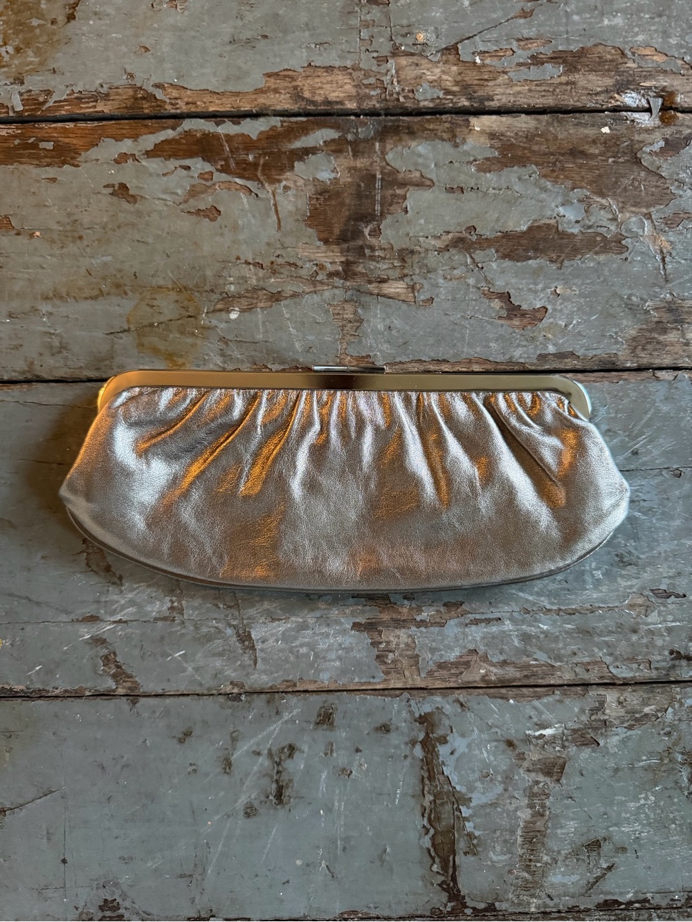 Banana Republic Metallic Silver Gathered Clutch